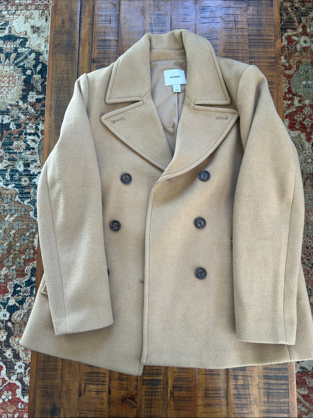 Old Navy Camel Double-Breasted Pea Coat